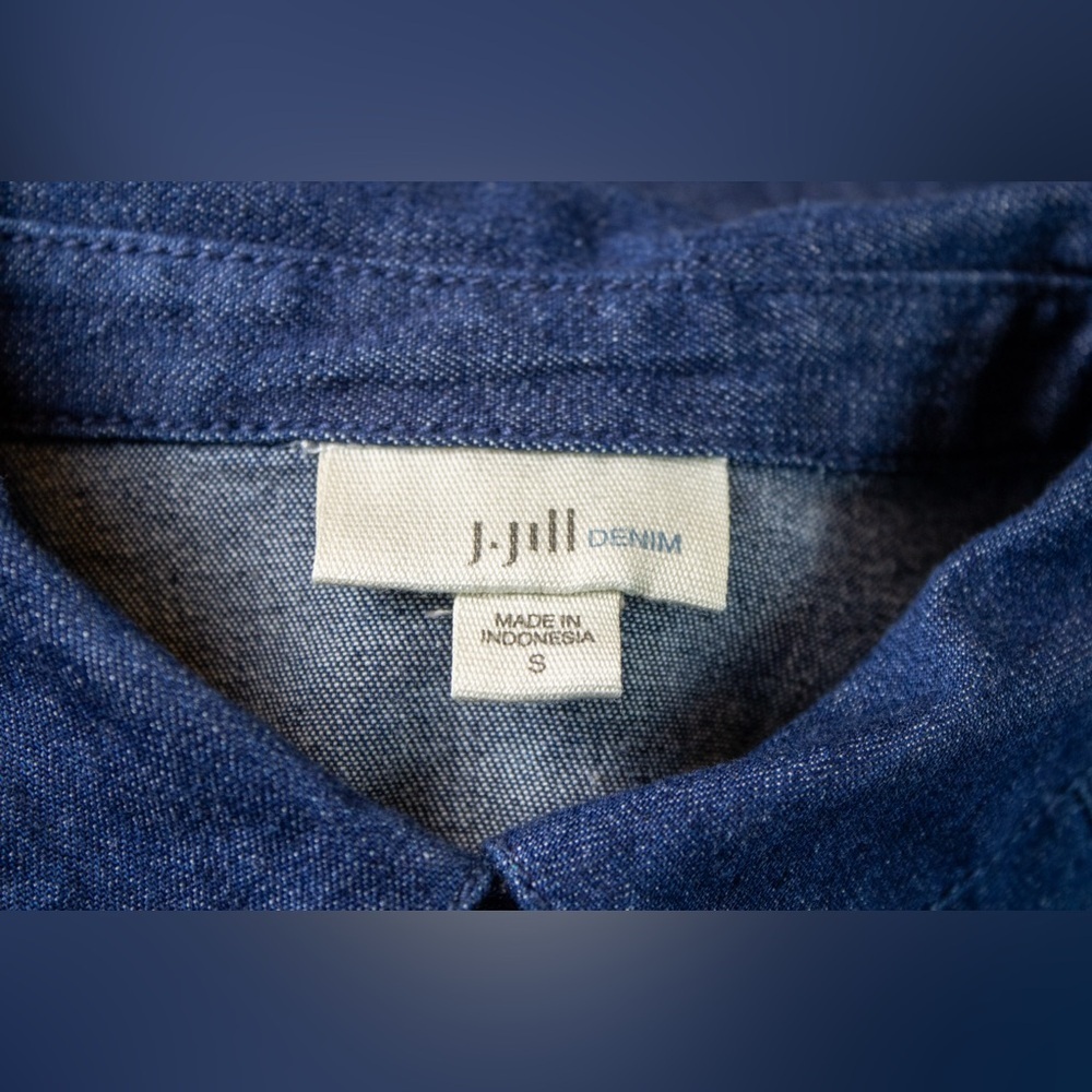 J. Jill Dark Denim Button Front Adjustable Sleeve Shirtdress Womens Dress Size S - Picture 12 of 15